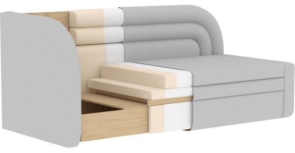 Divano grigio allungabile/con contenitore con penisola a sinistra e rivestimento in bouclé 223 cm Fabillo – ELTAP