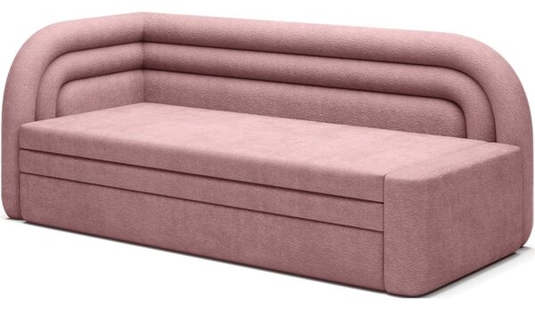Divano rosa allungabile/con contenitore con penisola a sinistra e rivestimento in ciniglia 223 cm Fabillo – ELTAP