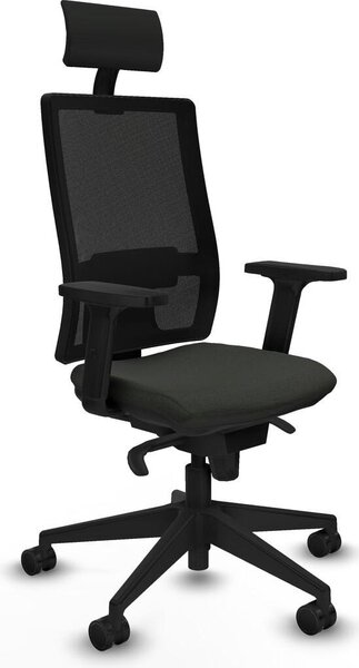 Sedia da ufficio con poggiatesta, modello Piqueras y Crespo 2D066N1, colore nero
