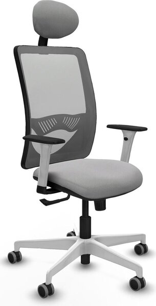 Sedia da ufficio con poggiatesta, modello Zulema Piqueras y Crespo, codice 1B026G1, colore grigio chiaro