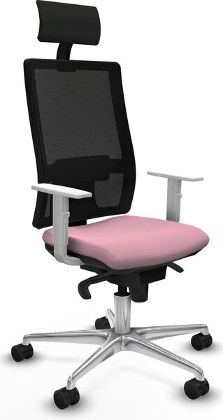 Sedia da ufficio con poggiatesta, modello Piqueras y Crespo 4B086N1, colore rosa