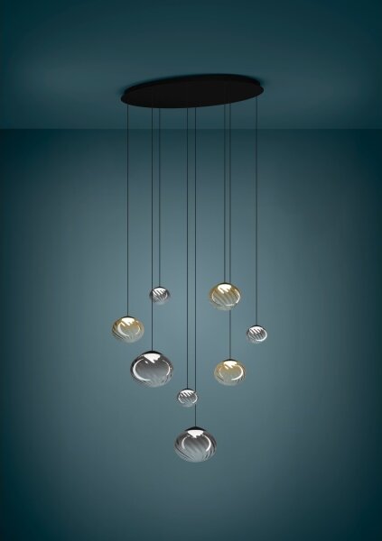 Eglo 390483 - Lampadario LED dimmerabile a cavo PANTOJA 8xLED/5,8W/230V beige/fumé + telecomando