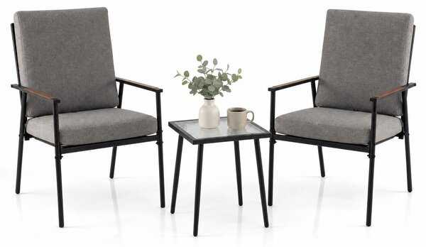 Set da giardino KOMFOTTEU, composto da 3 pezzi, tavolo bistro per 2 persone con struttura in metallo