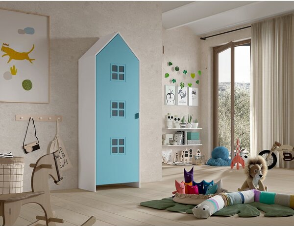 Armadio per bambini bianco/azzurro 58x172x37 cm Casami Bruges – Vipack