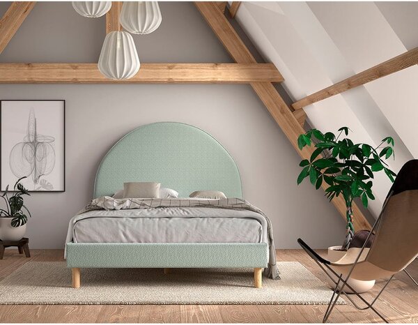 Letto singolo imbottito verde con griglia 140x200 cm MOON - Vipack