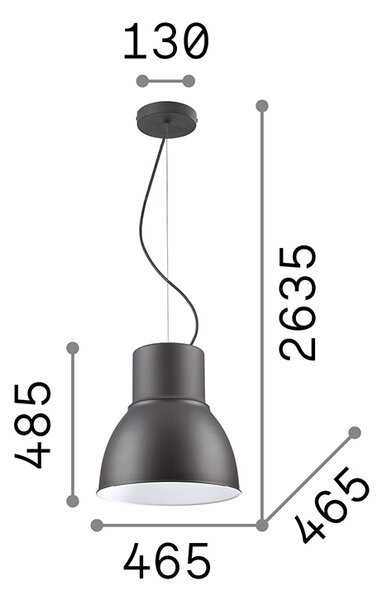 Sospensione Industrial-Minimal Breeze Metallo Grigio 1 Luce E27 D46,5Cm