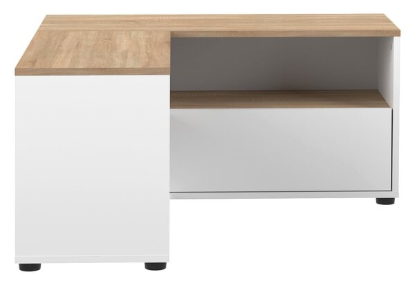 Tavolo TV in rovere decorato in bianco e naturale 90x45 cm Angle - TemaHome