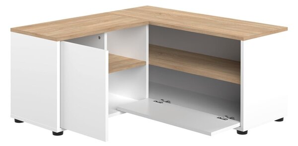 Tavolo TV in rovere decorato in bianco e naturale 90x45 cm Angle - TemaHome
