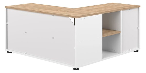 Tavolo TV in rovere decorato in bianco e naturale 90x45 cm Angle - TemaHome