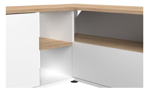 Tavolo TV in rovere decorato in bianco e naturale 90x45 cm Angle - TemaHome