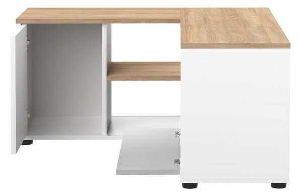 Tavolo TV in rovere decorato in bianco e naturale 90x45 cm Angle - TemaHome