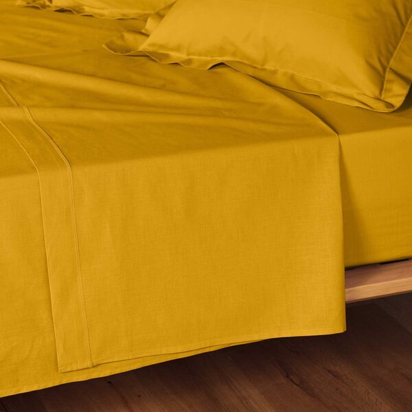Lenzuolo in cotone giallo 180x290 cm Lina - douceur d'intérieur