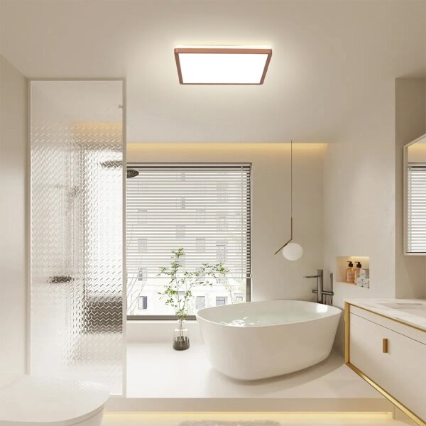 Brilagi - Plafoniera LED Ultra Slim per bagno, 24W/230V, 42x42 cm, oro rosa, IP54