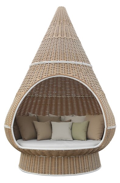 MELODIA - conchiglione con struttura in alluminio verniciato rivestito in rattan