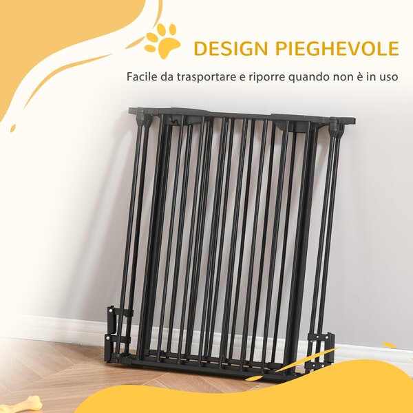 PawHut Recinto per Cani Pieghevole in Metallo per Piccole e Medie Taglie con 3 Pannelli 180x3x74.5cm Facile da Montare e Trasportare Colore Nero|Aosom