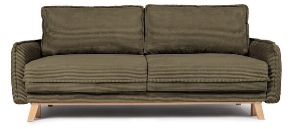 Divano letto in velluto a coste verde 218 cm Tori - Bonami Selection