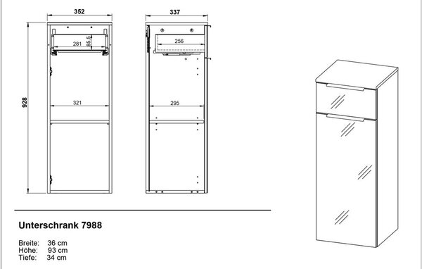 Mobile bagno alto sospeso grigio 36x93 cm Vasio - Germania