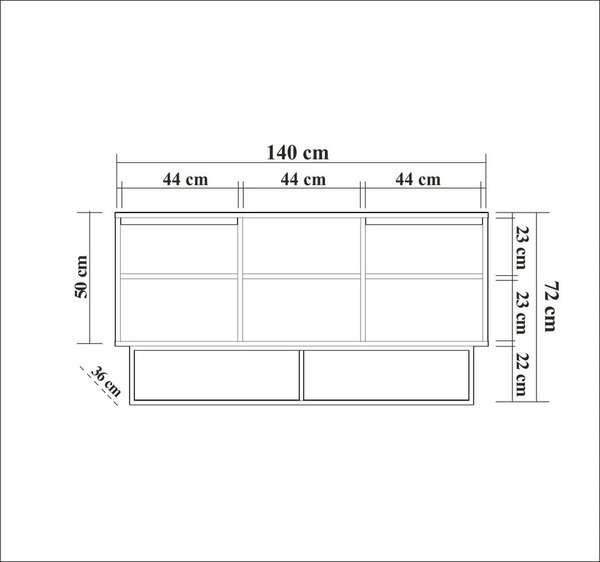 Credenza colore naturale in noce 140x72 cm Rodez - Kalune Design