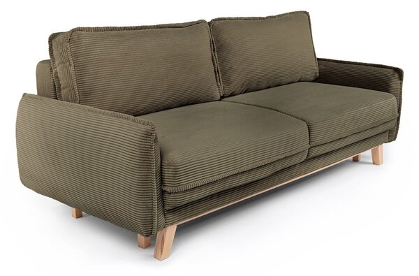 Divano letto in velluto a coste verde 218 cm Tori - Bonami Selection
