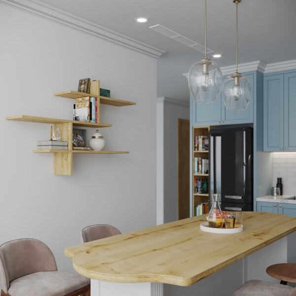 Scaffale a castello in rovere decorato in colore naturale 123 cm Leo - Kalune Design
