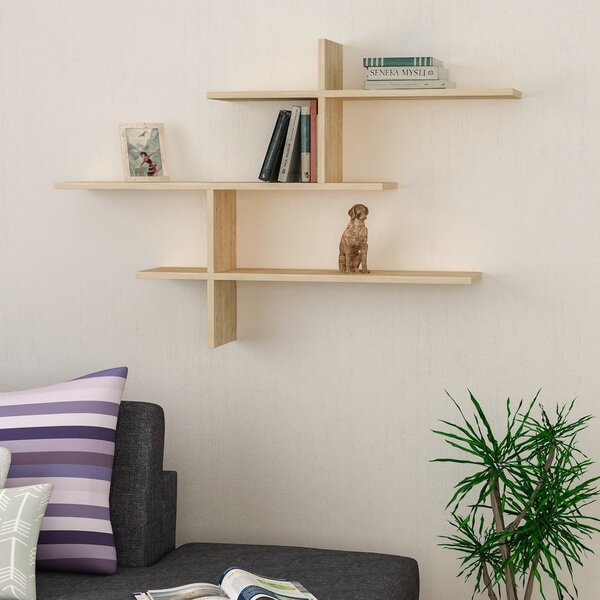 Scaffale a castello in rovere decorato in colore naturale 123 cm Leo - Kalune Design