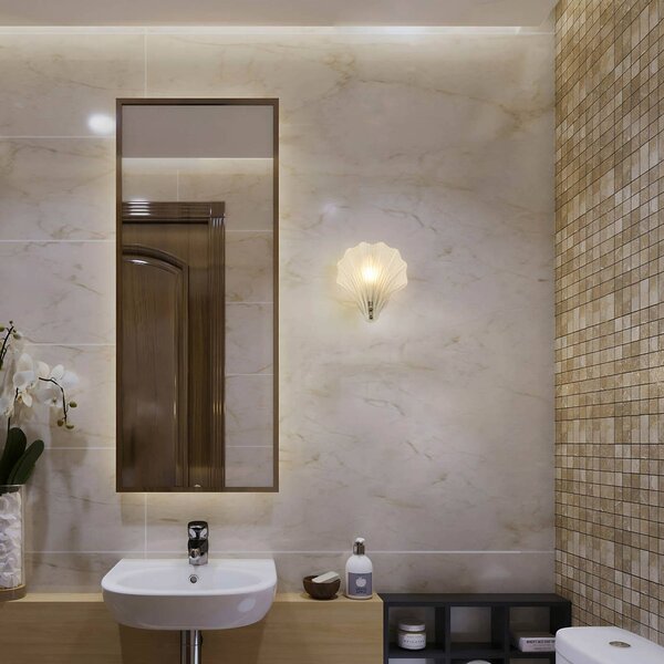 Searchlight Applique da parete Shell, dimmerabile, Bianco / Opale, Bagno, Vetro, Applique