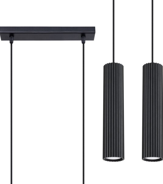 Sollux SL.1574 - Lampadario a sospensione con filo KARBON 2xGU10/10W/230V nero