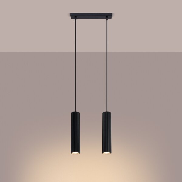 Sollux SL.1574 - Lampadario a sospensione con filo KARBON 2xGU10/10W/230V nero