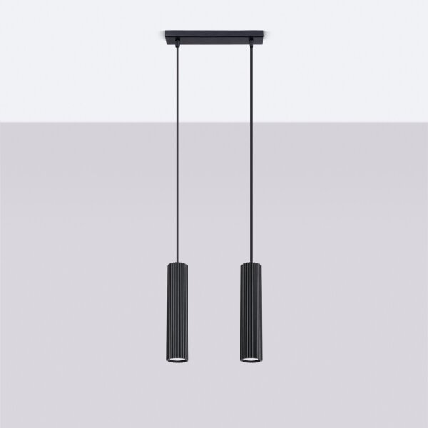 Sollux SL.1574 - Lampadario a sospensione con filo KARBON 2xGU10/10W/230V nero