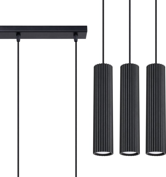 Sollux SL.1575 - Lampadario a sospensione con filo KARBON 3xGU10/10W/230V nero