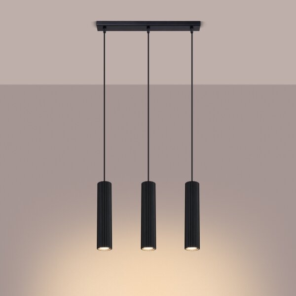 Sollux SL.1575 - Lampadario a sospensione con filo KARBON 3xGU10/10W/230V nero