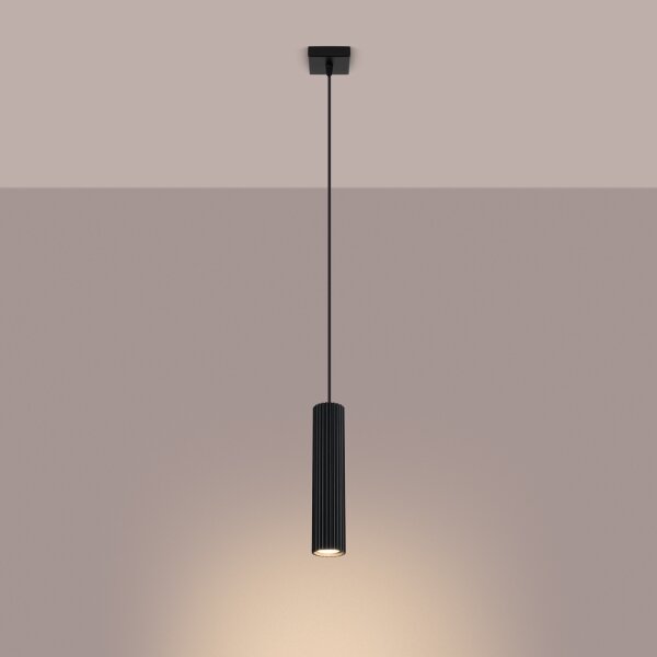 Sollux SL.1573 - Lampadario a sospensione con filo KARBON 1xGU10/10W/230V nero