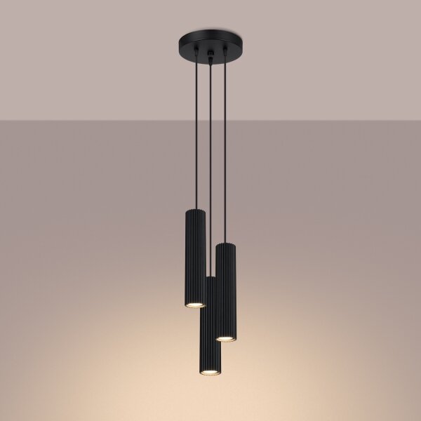 Sollux SL.1576 - Lampadario a sospensione con filo KARBON 3xGU10/10W/230V nero