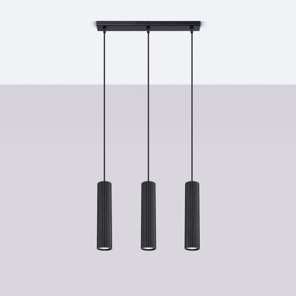 Sollux SL.1575 - Lampadario a sospensione con filo KARBON 3xGU10/10W/230V nero