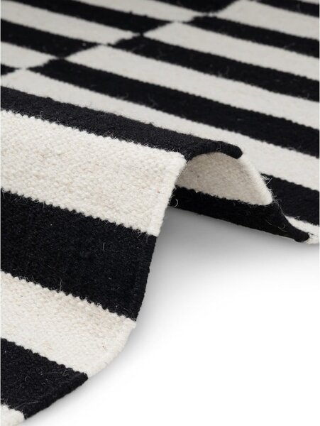 Tappeto bianco e nero in lana reversibile/tessuto a mano 80x150 cm Donna – Hanse Home