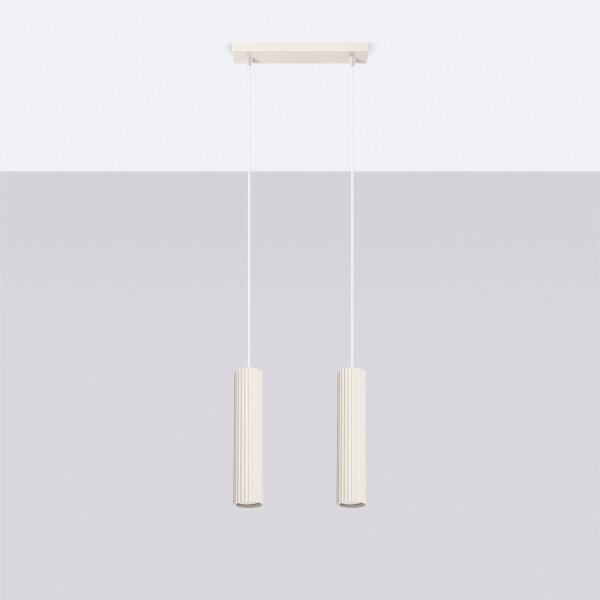 Sollux SL.1593 - Lampadario a sospensione con filo KARBON 2xGU10/10W/230V color crema
