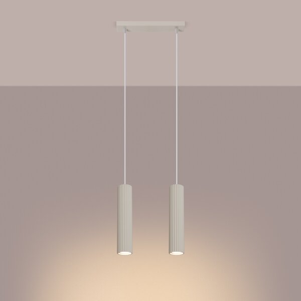 Sollux SL.1593 - Lampadario a sospensione con filo KARBON 2xGU10/10W/230V color crema
