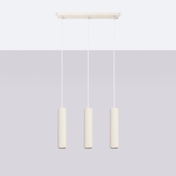 Sollux SL.1594 - Lampadario a sospensione con filo KARBON 3xGU10/10W/230V color crema