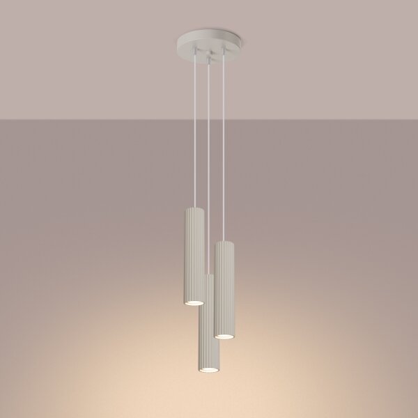 Sollux SL.1595 - Lampadario a sospensione con filo KARBON 3xGU10/10W/230V color crema