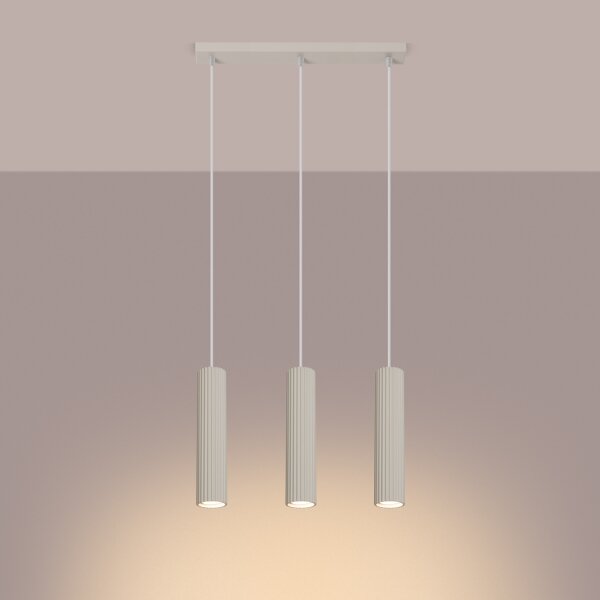 Sollux SL.1594 - Lampadario a sospensione con filo KARBON 3xGU10/10W/230V color crema