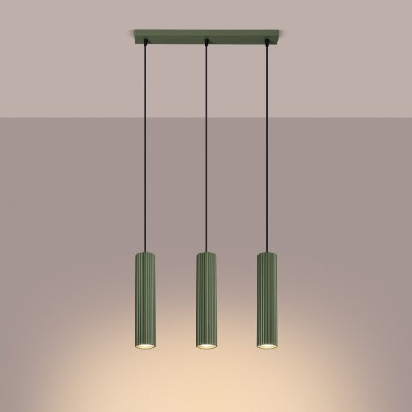 Sollux SL.1613 - Lampadario a sospensione con filo KARBON 3xGU10/10W/230V verde