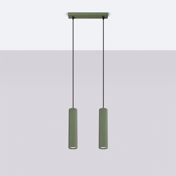 Sollux SL.1612 - Lampadario a sospensione con filo KARBON 2xGU10/10W/230V verde