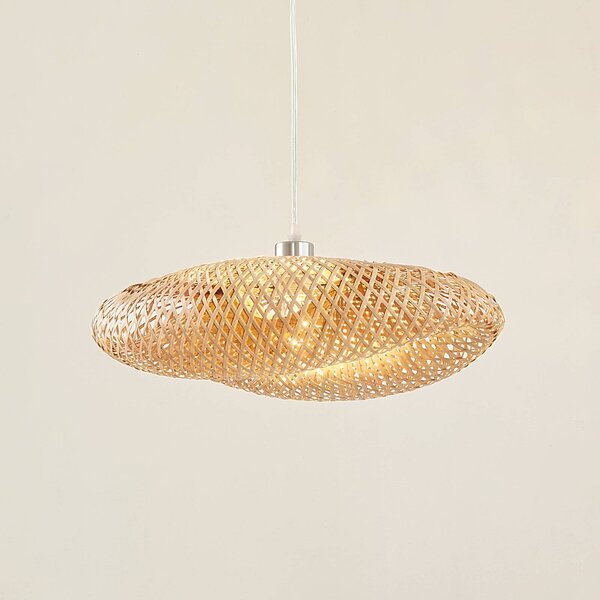 Lampada a sospensione Eleane Lindby, dimmerabile, Legno chiaro, Soggiorno / Sala da pranzo, Legno, Campagna / Rustiche, Lampada a sospensione
