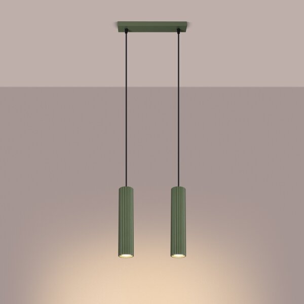 Sollux SL.1612 - Lampadario a sospensione con filo KARBON 2xGU10/10W/230V verde