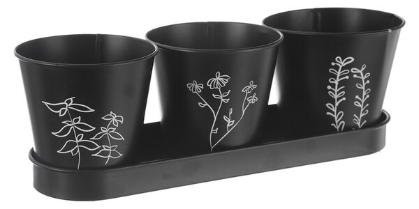 Set di vasi in metallo per erbe aromatiche 3 pz ø 11 cm Black - Orion