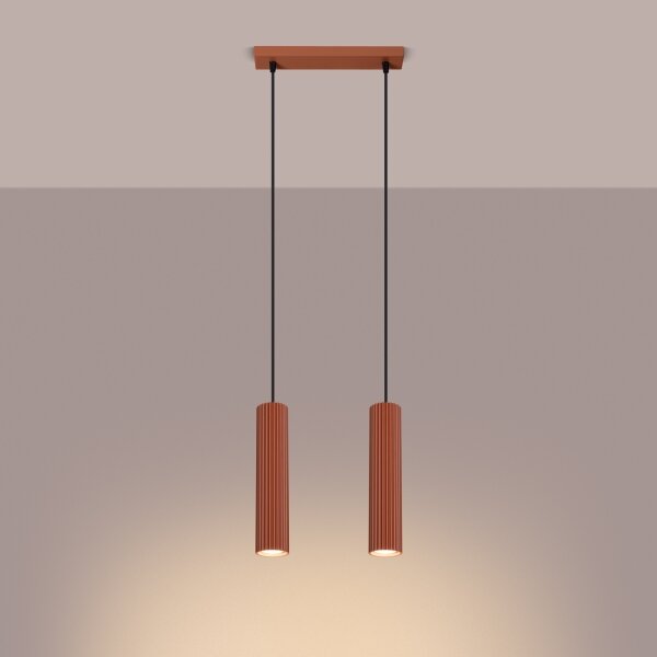 Sollux SL.1631 - Lampadario a sospensione con filo KARBON 2xGU10/10W/230V rosso