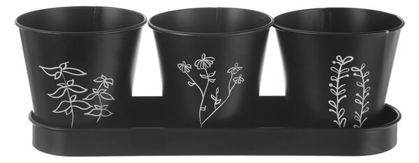 Set di vasi in metallo per erbe aromatiche 3 pz ø 11 cm Black - Orion