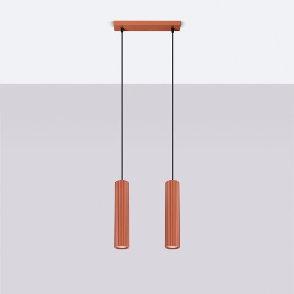 Sollux SL.1631 - Lampadario a sospensione con filo KARBON 2xGU10/10W/230V rosso