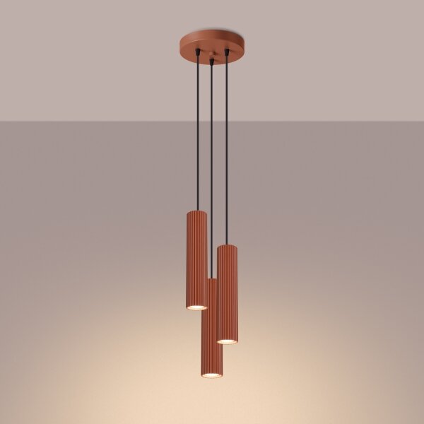 Sollux SL.1633 - Lampadario a sospensione con filo KARBON 3xGU10/10W/230V rosso