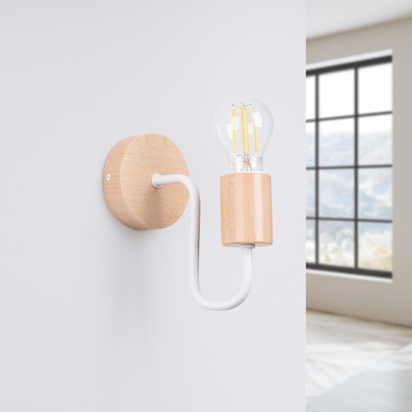 Sollux SL.1664 - Applique TIMBO 1xE27/15W/230V bianco/beige/faggio